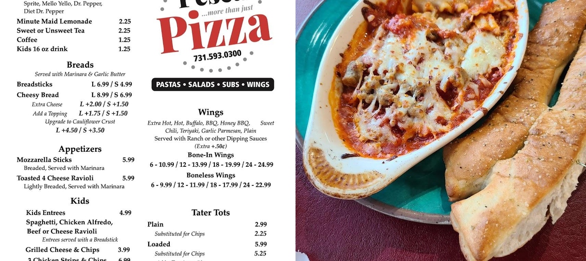 Pesca Pizza Menu